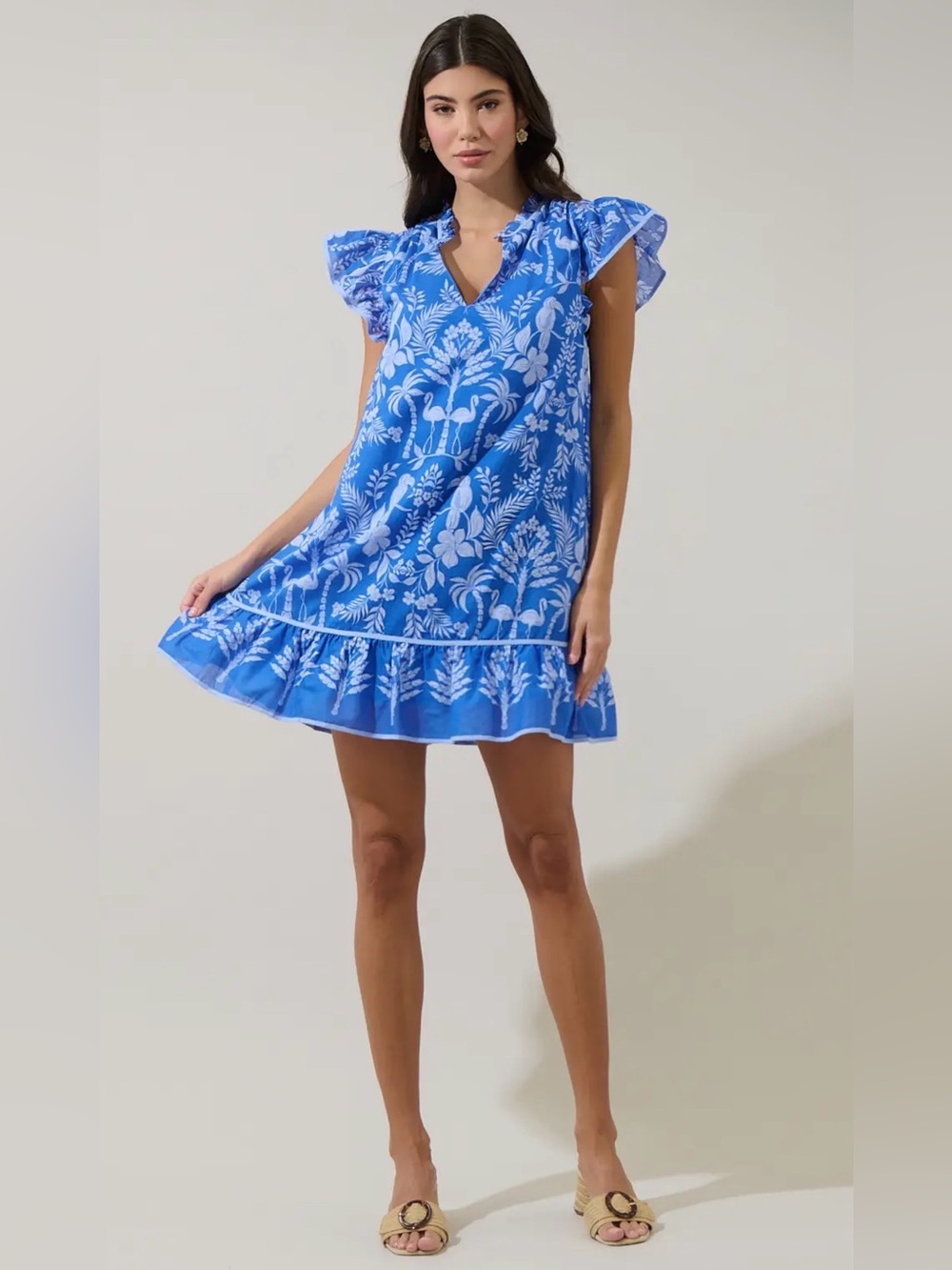 Sugarlips Davina Floral Ebba Shift Mini Dress with Pockets